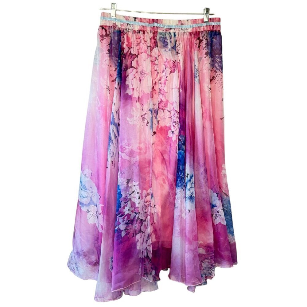 Afibi Full Maxi Skirt Chiffon Fully Lined Pink and Blue Fairy Faerie Size 3XL - Picture 7 of 14